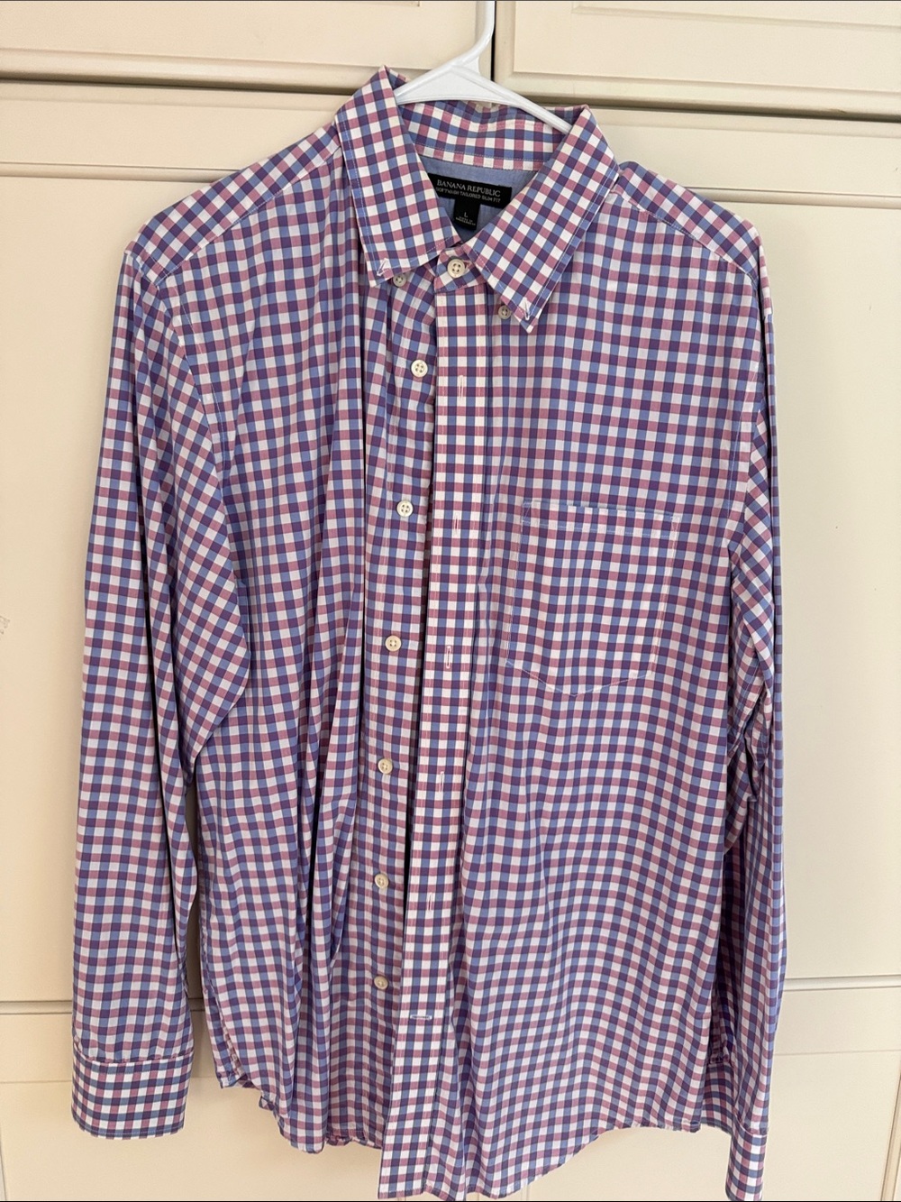 Banana Republic Purple & White Gingham Button-Down Shirt